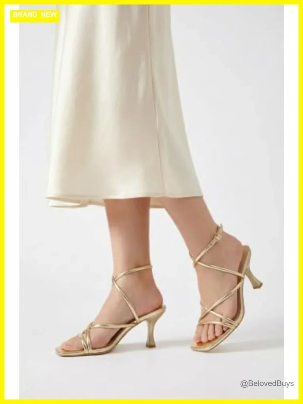 Women's Square Toe Strappy Lace Up Kitten Heel Sandals with Ankle Buckle